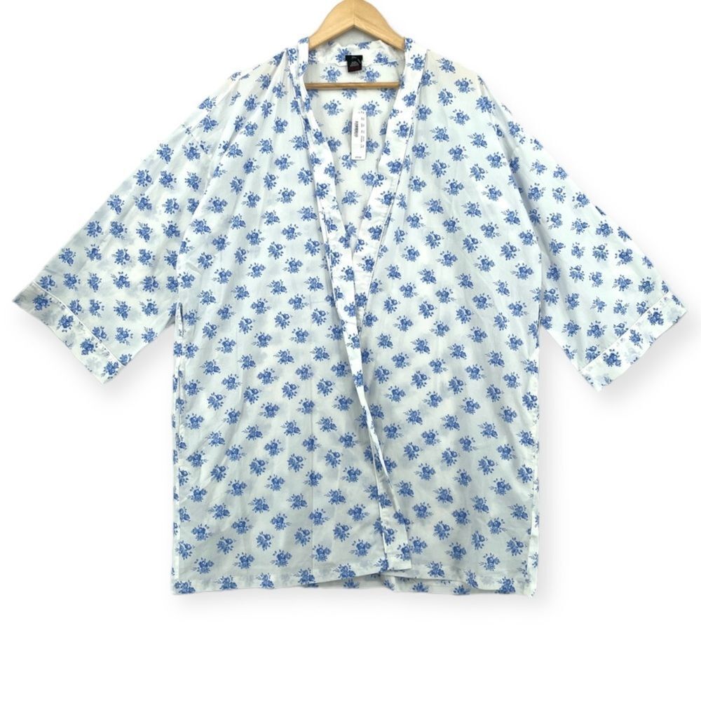 -J Crew Womens Blue Floral Robe NWT L